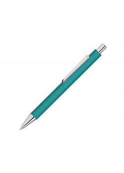 Ручка шариковая металлическая Pyra soft-touch с зеркальной гравировкой, бирюзовый