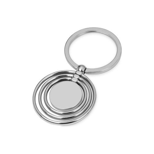 Брелок с 3 кольцами и диском, вращающимися вокруг одной оси, серебристый