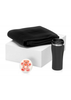 Подарочный набор Мери Да Винчи с термокружкой, мылом, пледом, черный