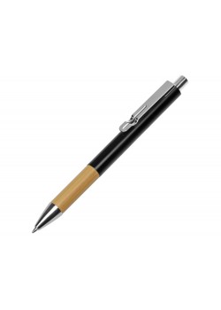 Ручка металлическая шариковая Sleek, черный/бамбук