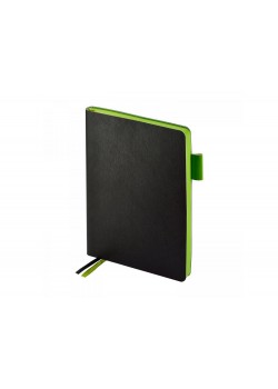 Ежедневник недатированный А5 Boston, черный (обрез зеленое яблоко)