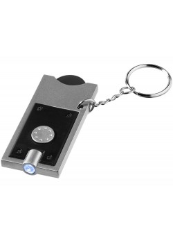 Брелок-держатель для монет Allegro с фонариком, черный/серебристый