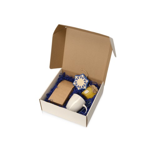 Подарочный набор с чаем, кружкой, медом и новогодней подвеской Чайная церемония, синий