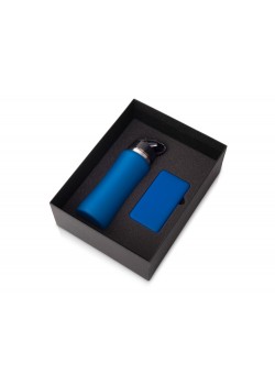 Подарочный набор с бутылкой для воды и повербанком С2, 10000 mAh, синий