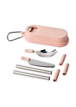 Столовый прибор Giles из пшеничной соломы с открывалкой для бутылок, light pink