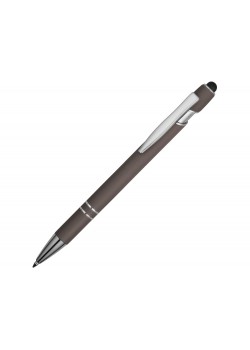 Ручка металлическая soft-touch шариковая со стилусом Sway, серый/серебристый