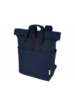 Рюкзак для 15-дюймового ноутбука Joey объемом 15 л из брезента, переработанного по стандарту GRS, со сворачивающимся верхом, темно-синий