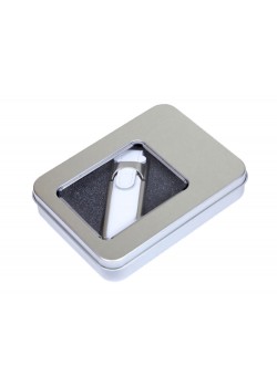 Металлическая коробочка G04 серебряного цвета с прозрачным окошком