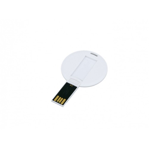 USB-флешка на 32 Гб в виде пластиковой карточки круглой формы, белый