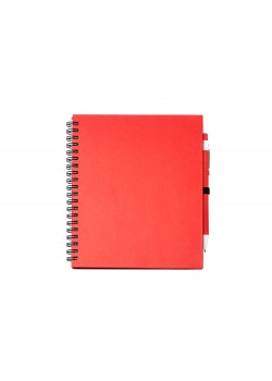 Блокнот LEYNAX с ручкой из переработанного картона, красный