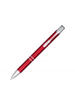 Кнопочная шариковая ручка Moneta из анодированного алюминия, синие чернила, красный