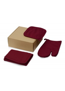 Подарочный набор с фартуком, прихваткой, бордовый