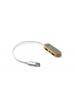 USB-хаб BADOC с корпусом из бамбука и ткани RPET, серый меланж