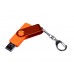 USB-флешка на 64 ГБ 3 в 1 поворотный механизм, c двумя дополнительными разъемами MicroUSB и TypeC C с одноцветным металлическим клипом, оранжевый