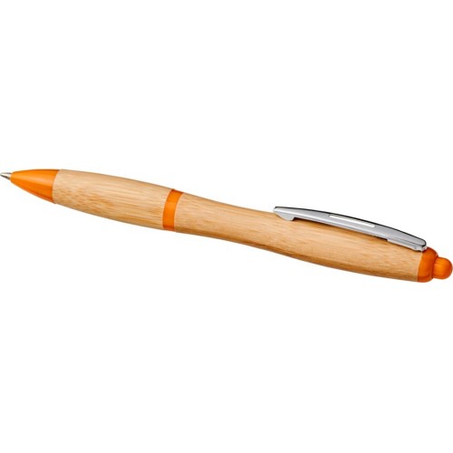 Шариковая ручка Nash из бамбука, натуральный/оранжевый