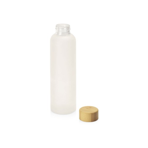 Стеклянная бутылка с бамбуковой крышкой Foggy, 600мл, белый