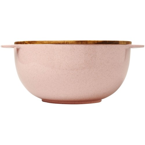 Салатница Lucha из пшеничного соломенного волокна с приборами, розовый