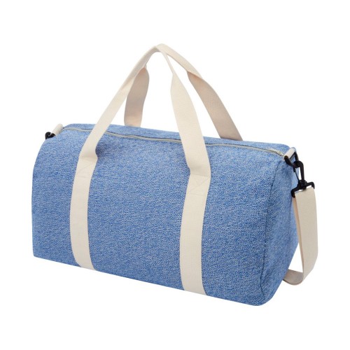 Спортивная сумка из переработанного хлопка и полиэстера плотностью 210 г/м² Pheebs, синий/натуральны