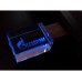 USB-флешка на 64 ГБ прямоугольной формы, под гравировку 3D логотипа, материал стекло, с деревянным колпачком красного цвета, синий