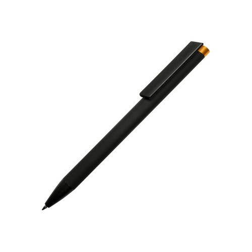 Ручка металлическая шариковая Taper Metal софт-тач с цветным зеркальным слоем, черный с оранжевым