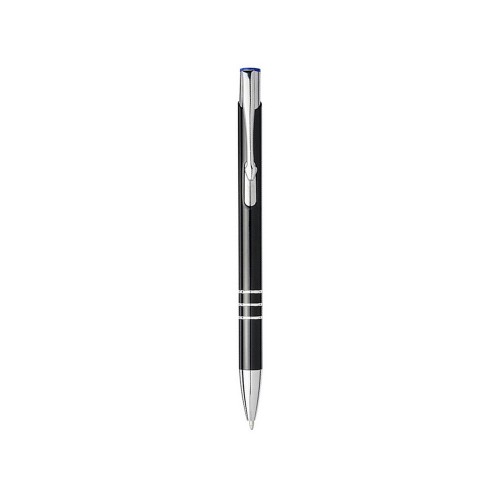 Ручка металлическая шариковая Moneta с цветной кнопкой, черный/синий