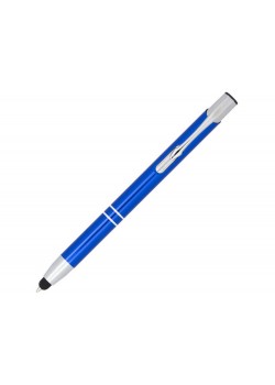 Шариковая кнопочная ручка-стилус Moneta из анодированного алюминия, ярко-синий