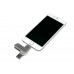 USB-флешка на 128 Гб, интерфейс USB3.0, поворотный механизм,c дополнительными разъемами для I-phone Lightning и Micro USB, полностью металлический корпус, серебро