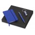 Набор с блокнотом, ручкой и брелком Busy, синий