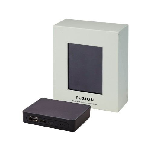 Беспроводное портативное зарядное устройство емкостью 5000 мАч Fusion, черный