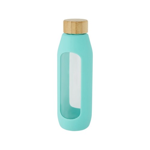 Tidan Бутылка из боросиликатного стекла объемом 600 мл с силиконовым держателем, tide green