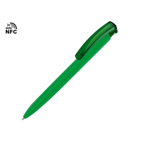 Ручка пластиковая шариковая трехгранная Trinity K transparent Gum soft-touch с чипом передачи информации NFC, зеленый
