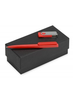 Подарочный набор Qumbo с ручкой и флешкой, красный