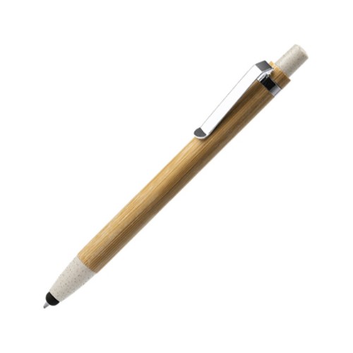 Ручка-стилус шариковая NAGOYA с бамбуковым корпусом, натуральный/бежевый