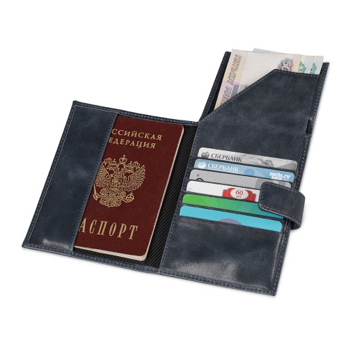 Бумажник путешественника Druid с отделением для паспорта, темно-синий