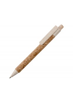 Ручка из пробки и переработанной пшеницы шариковая Mira, пробка/бежевый