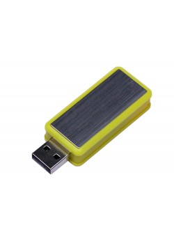 USB-флешка промо на 4 Гб прямоугольной формы, выдвижной механизм, желтый
