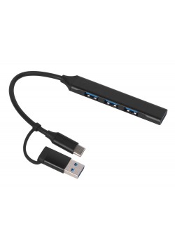 USB-хаб Link с коннектором 2-в-1 USB-C и USB-A, 2.0/3.0, черный