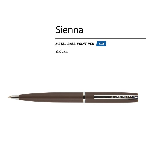 Ручка Sienna шариковая автоматическая, коричневый металлический корпус, 1.0 мм, синяя