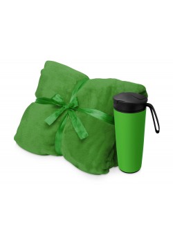 Подарочный набор с пледом, термокружкой Dreamy hygge, зеленый