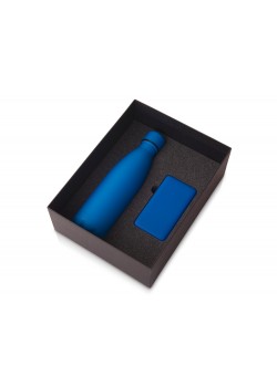 Подарочный набор с термобутылкой и повербанком С1, 5000 mAh, синий