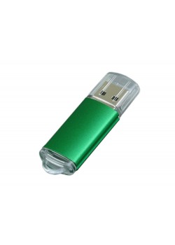 Флешка 3.0 промо прямоугольной формы  c прозрачным колпачком, 32 Гб, зеленый