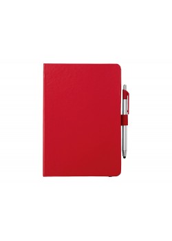 Блокнот A5 Crown с шариковой ручкой-стилусом, красный/серебристый