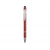 Ручка металлическая soft-touch шариковая со стилусом Sway, красный/серебристый