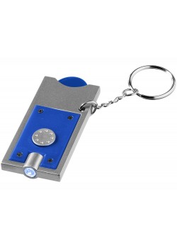 Брелок-держатель для монет Allegro с фонариком, ярко-синий/серебристый