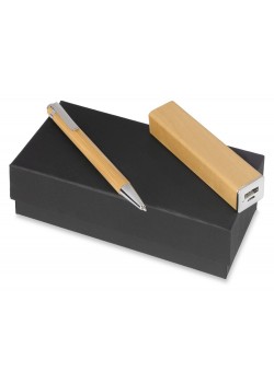 Подарочный набор Bali village с ручкой и зарядным устройством светло-коричневый