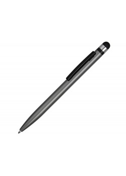 Ручка-стилус металлическая шариковая Poke, серый/черный