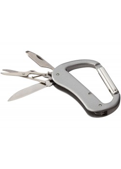 Нож Canyon с карабином, 5 функций, серебристый