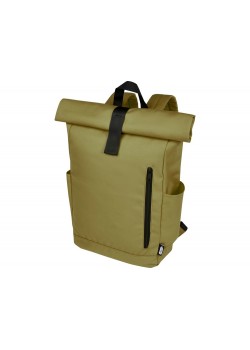 Рюкзак Byron 15,6 объемом 18 л со скручиваемым верхом, изготовленный из переработанного ПЭТ по стандарту GRS, оливковый