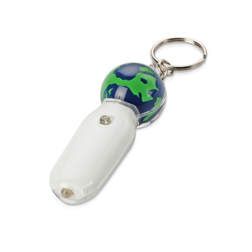 Брелок-фонарик с плавающей мини-фигурой Земной шар, белый/синий/зеленый