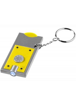 Брелок-держатель для монет Allegro с фонариком, желтый/серебристый